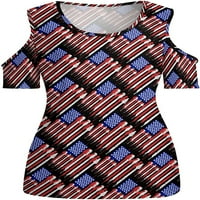Патриотична китара флаг Америка любители женска тениска с късо ръкав студена рамо риза тий блуза върхове