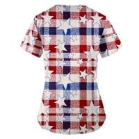 gyujnb дамски върхове патриотични ризи за жени за жени v шия късо ръкав Женски тениски за независимост Ден