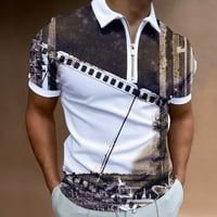 Мъжки течащи ризи Нова мъжка риза с цип с цип 3D отпечатани персонализирани градиентни градиент с къс ръкав отгоре