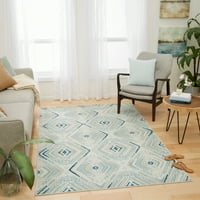 Дом Мохак призматичен Сафия Светло син преходен Геометричен прецизен печатен килим, 5 'х8', крем