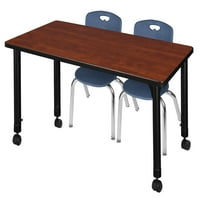 Kee 48 24 регулируема мобилна маса в класната стая- 12-инчови столове- Столове- Ярско синьо