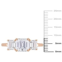 3-Каратов Т. Г. в. Моасаните 10к Розово Злато 3-каменен годежен пръстен