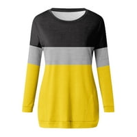 Gdfun ризи с дълъг ръкав за жени контрастиращи цветове печат графични тийнейджъри блузи ежедневни плюс размер основни върхове пуловер - - жени блузи женски върхове