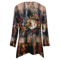 Есенни дрехи за жени Crewneck с дълъг ръкав риза флорална печатник отгоре нередовен подгъв с пълен ръкав дълга риза Spollover
