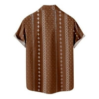 SDJMA мъжки ризи реколта раирана лека риза за плетене мъже ежедневни модни отхвърляне на яка от печат с къс ръкав имат джобове