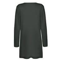 Жени дълги жилетки пуловери твърди цветове v якета за врата дълъг ръкав ежедневни палта с джобове тъмно сиво xxl