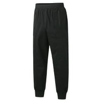 Leey-World работни панталони за мъже Мъжки памучни спални панталони еластични теглене на талията Леки летни плажни панталони черно,