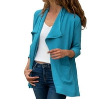 Жилетка за жени модерна мода Soild v-образно деколте Кардиган с дълъг ръкав палто джобове за външни дрехи яке жени жени с леки