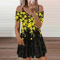 Женски бохемска флорална рокля Женска летна тениска за печат с къс ръкав рокли рокли за каишки