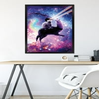 Джеймс Букър - лазерно пространство Cat Llama Wall Poster, 22.375 34 рамка