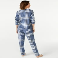 Джойспун Дамски Велур Топ и сън панталон пижама комплект, 2-парче, размери с до 3х