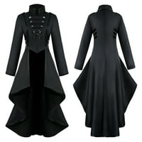 Дамско палто за опашка готически ретро бутон дантелено яке с дълъг ръкав яке