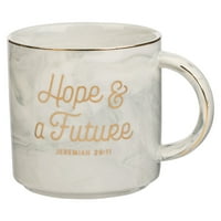 Християнско изкуство Подаръци Мраморна керамична кафе и чай чаша W златна облицовка за мъже и жени: Надежда и бъдеще - Джер. 29: Насърчаване на библейския стих, нетокс