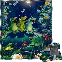 Зелена жаба хвърляне на одеяло леко карикатурно одеяло за животни меко уютно руно хвърляне за диван диван легло момиче жени подарък