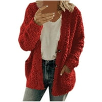 Дамски пуловери с дълъг ръкав пуловери върхове ежедневно печат червен S винтидж пуловер