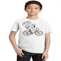 & B Тениска за младежки велосипед за каране на катерици, XS, бяло