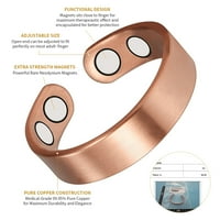 Wollet Blank Чисти медни магнитни пръстени, 2,3 '' медни маншетни пръстени, регулируем размер, класически медни бижута, коледен подарък за жена на мама