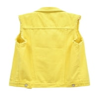 Rejlun жена палто солиден цвят резервоари за ревера жилетка за ежедневни джин veset удобно ежедневен деним жълт 2xl