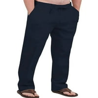 Niuer мъжки панталони панталони панталони еластична талия с дълъг панталон салон от дъна на твърди цветове khaki 4xl