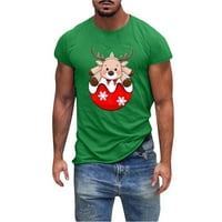 Мъжки спортни ризи Коледни отпечатани о-хилята с къси ръкави върхове мода от свободното време спортни зелени памучни дрехи домашно облекло мека блуза