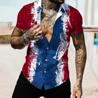 Човек блуза Лятна мода Красиво мъжки ежедневна независимост Ден флаг риза за печат с къс ръкав Завеждане