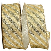 Хартиена Коледна златна метална лента полиестерна лента, 10д 2.5 инча, 1 пакет