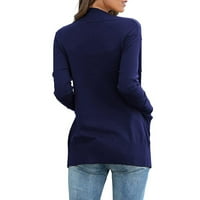 Женски жилетки с джобове Небрежни леки отворени преден кардиган пуловери