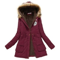Женския топло сгъстено гащеридно топло модерна зимна мода облицована качулка снежно палто яке изхожда