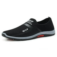 Eloshman Mens Comfort Нисък топ ежедневни маратонки на открито дишащи неплъзгащи се пешеходни обувки Slip On Flats Black 6.5