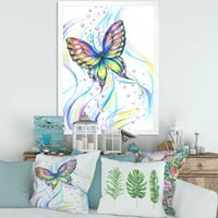 Дизайнарт' Иридисцентна Цветна Пеперуда ' Традиционна Рамка Арт Принт
