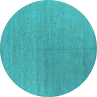 Ahgly Company Indoor Round Oriental Turquoise Blue Industrial Area Cugs, 8 'Round