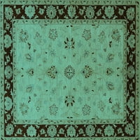 Ahgly Company Indoor Square Oriental Turquoise Blue Traditional Area Cugs, 5 'квадрат