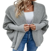 Уютен батвалеж с дълъг ръкав плета за дрехи за жени шал ший отворени предни пуловери обикновени меки жилетка палто от кайсия l