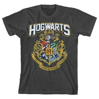 Хари Потър Хогвартс Крест момче с въглища с тениска на Хедър-XS