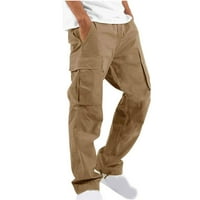 LOLMOT товарни панталони за мъже солидни ежедневни множество джобове на открито прав тип фитнес дълги панталони товарни панталони