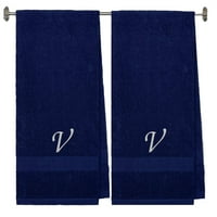 Бродирана кърпа за памучна баня Terry за баня, душ - флот цветна кърпа -silver скрипт първоначален v