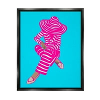 Ступел индустрии ивица модел поп стил мода жена седи Графичен изкуство струя черно плаваща рамка платно печат стена изкуство, дизайн от Амелия Нойс