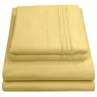Мадам Мари съвременен микрофибър спалня Плътен цвят легло лист комплект РВ кралица-шоколадово кафяво