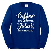 Дивата боби кафе ме кара Исус ме държи на вдъхновяващи християнски мъже риза с дълъг ръкав, кралска, xx-голяма