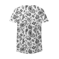 Zunfeo Womens Forts Tops- модни отпечатани разхлабени тениска с къси ръкави Блуза Екипаж Небрежни върхове Уайт 2