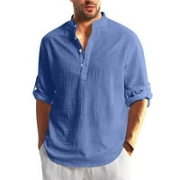 Корашански мъжки ризи, дизайнерски пролет през лятото мъжки ежедневни памучни бельо със солиден цвят ризи с дълъг ръкав, разхлабени ризи, ризи за мъже