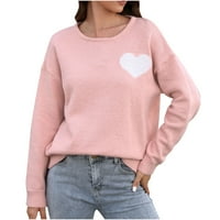 Tbopshirt жилетка за жени, разрешение за женски моден кръгъл пуловер с пуловер с пуловери за жени за разхлабени сплайсинг на сплайсинг