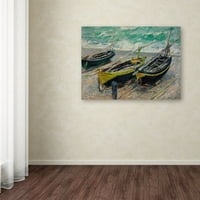 Изобразително изкуство 'три рибарски лодки' платно на Моне