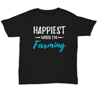 Най-щастлива, когато аз се занимавам с тениска с забавна идея за подарък за фермер