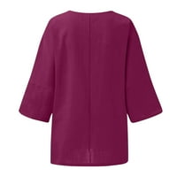 Дамски върхове блуза солиден ръкав ежедневни жени тениски екипаж на врата мода лилаво 3xl
