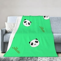 Зелена панда бамбуково одеяло, пухкаво меко уютно одеяло фланелен плюшен микрофибър диван хвърляне 60 x50