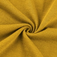 Bazyrey Womens V-образно деколте върхове женски късо ръкав масивна блуза модна туника ризи жълти s