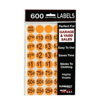 Sunburst Systems Pre- D Orange Color Label Sticker Dots, продажба на гараж за продажба на двор, продажба на палатка, CT