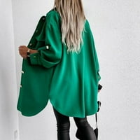 Caicj дамски якета падат дамски дълги жилетки кабел плетен отворен фронт извънгабаритен качунен връх пуловер палто зелено, xl