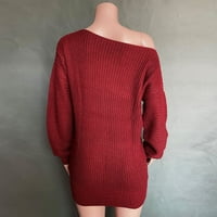 Жени от пуловера за рамо с дълъг ръкав плетен пуловер свободен пуловер джъмперни върхове